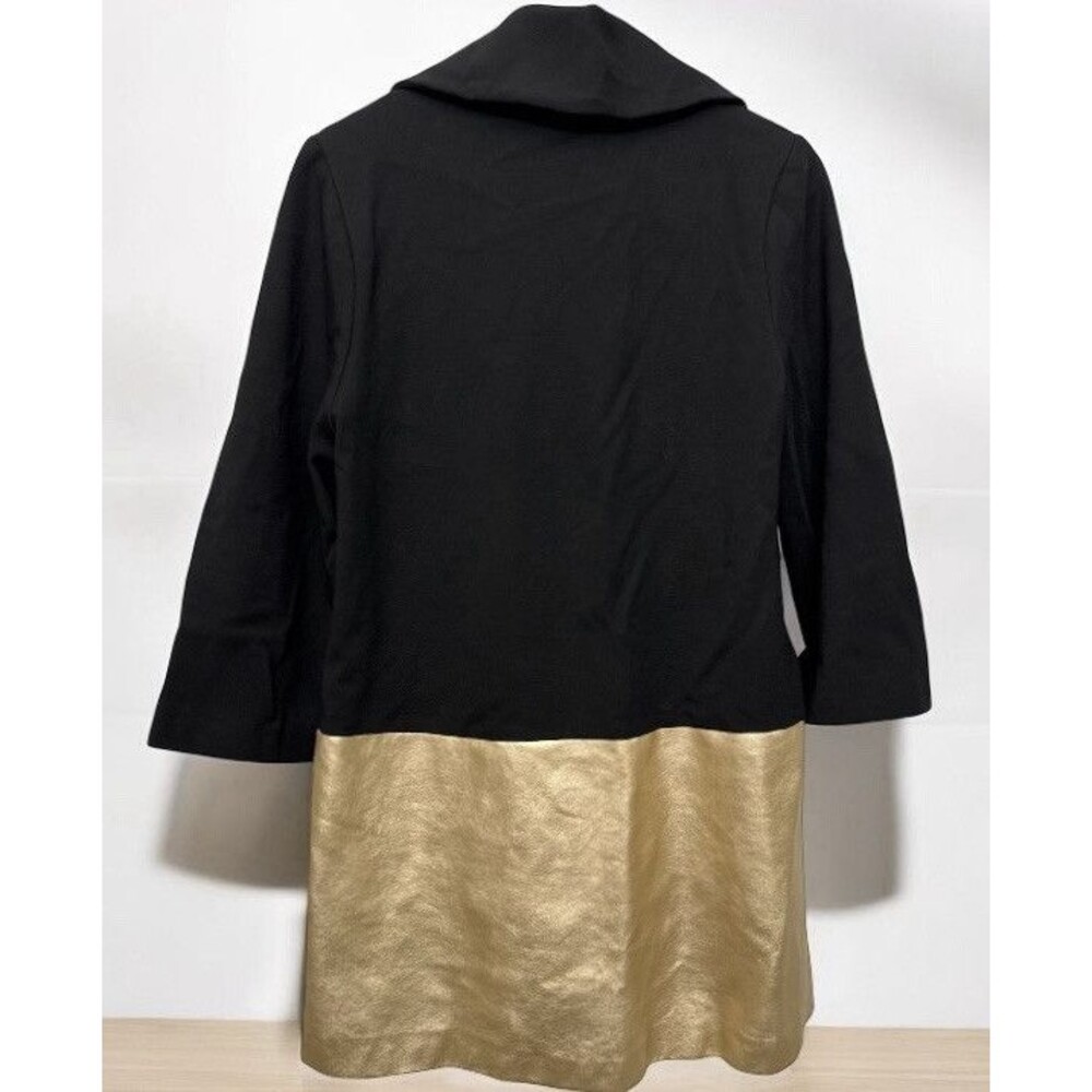 JB Julie Brown Women’s Coat Size M Coat Solid Black/Gold Button Up Pockets - Picture 4 of 6